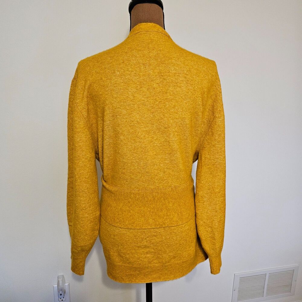 VERONICA BEARD Estella Cardigan Belted Yellow Sweater Baby Alpaca Blend Size M - Picture 7 of 14